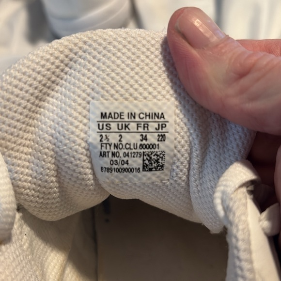 Adidas Superstar White and Blue Shoes leather worn 1x size 2.5  big kids - Picture 6 of 7